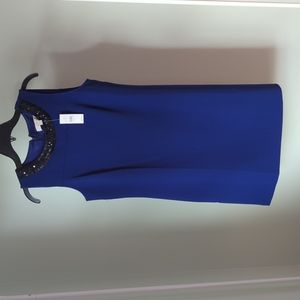 LOFT Classic Sleeveless Shift Dress with Beaded Neckline (Size 6)